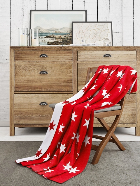 

Pluchi Red & White Geometric Mild Winter 500 GSM Single Bed Blanket