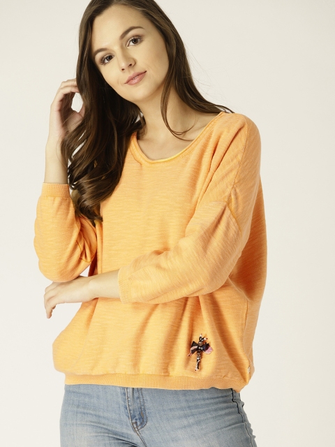 

United Colors of Benetton Women Yellow Solid Pullover