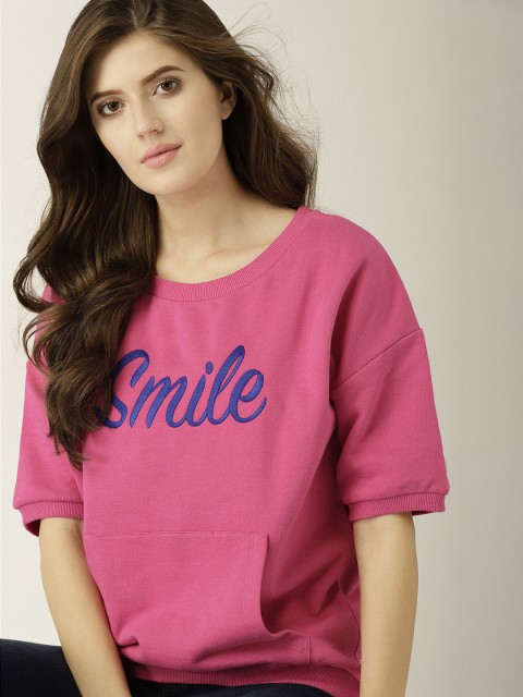 

United Colors of Benetton Women Pink Solid Sweatshirt