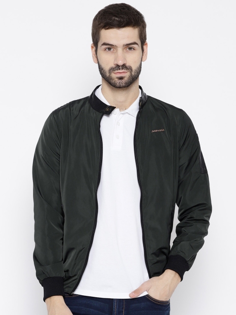 

JUMP USA Men Olive Green Solid Bomber Jacket