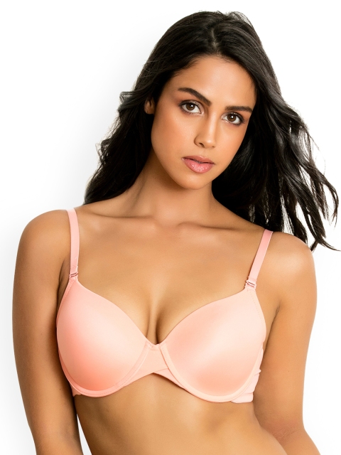 

Zivame Peach-Coloured Solid Underwired Lightly Padded T-shirt Bra