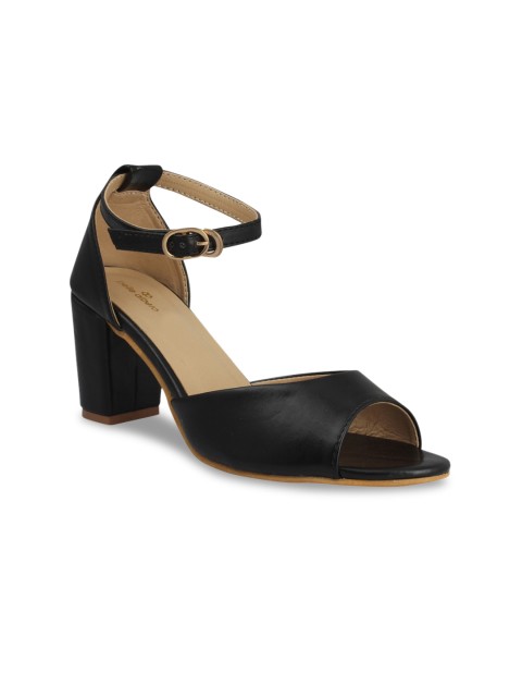 

pelle albero Womens Black Block Heel Sandal