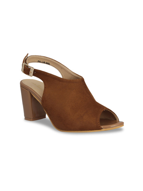 

pelle albero Womens Brown Block Heel Sandals