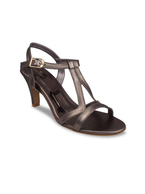 

pelle albero Women Gunmetal-Toned Solid Slim Heels, Metallic