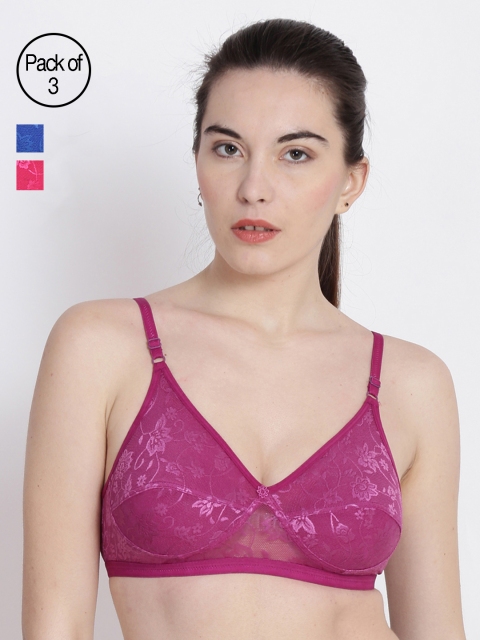 

ABELINO Pack Of 3 Non-Wired Non Padded full coverage Bra COMPRIYAPUR, Maroon