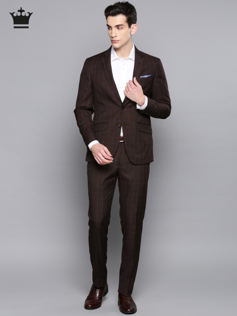

Louis Philippe Men Maroon Checked Single-Breasted Slim Fit Formal Suit