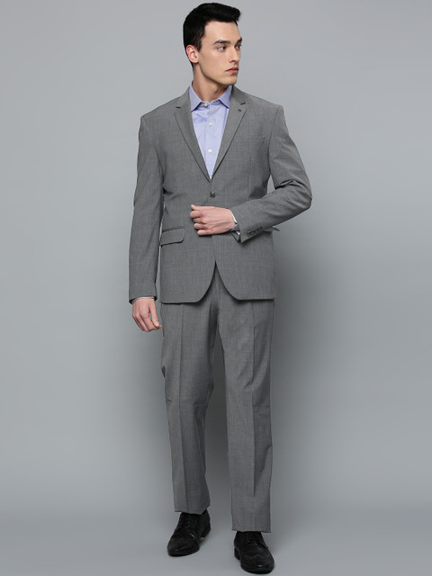 

Louis Philippe Men Grey Solid Slim Fit Single-Breasted Formal Suit