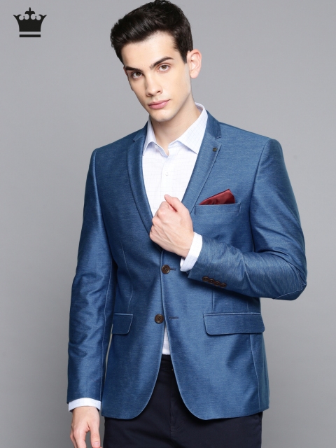 

Louis Philippe Men Blue Solid Single-Breasted Slim Fit Formal Blazer