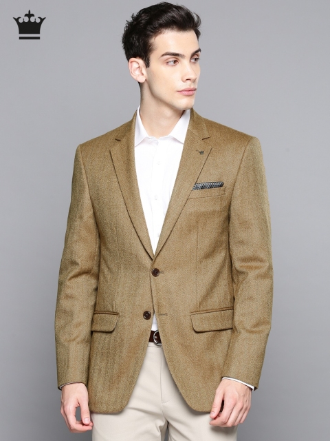 

Louis Philippe Men Beige Self-Design Woolen Blazer