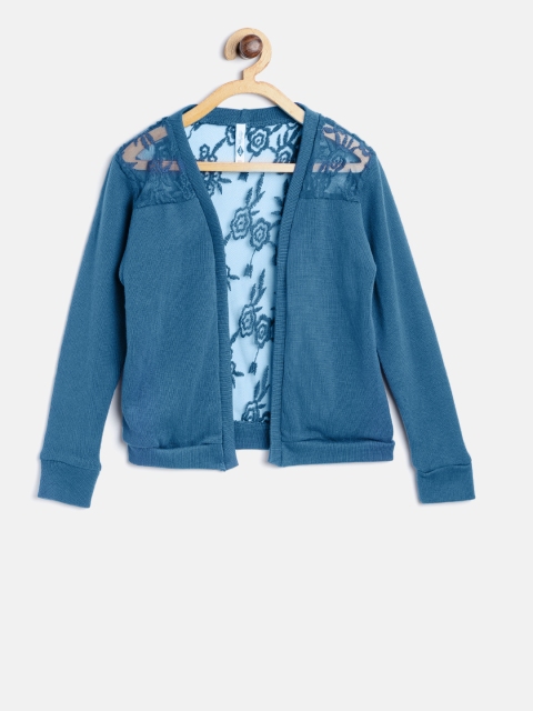 

Lee Cooper Girls Teal Blue Lace Open Front Shrug