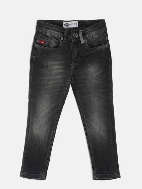 

Lee Cooper Boys Black Slim Fit Mid-Rise Clean Look Jeans