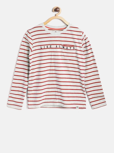 

Lee Cooper Boys Grey Melange & Red Striped Round Neck T-shirt