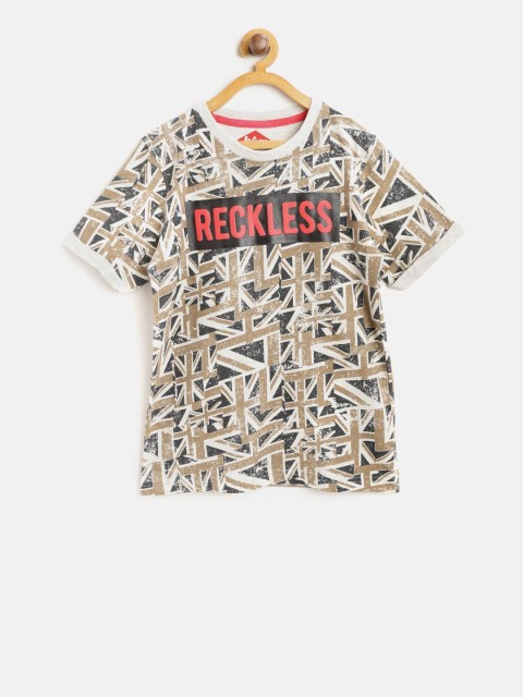 

Lee Cooper Boys Brown & Black Printed Round Neck T-shirt