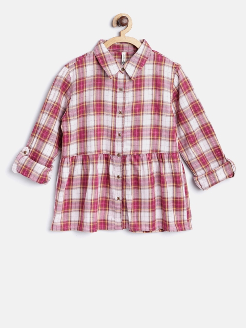 

Lee Cooper Girls Pink Regular Fit Checked Casual Shirt