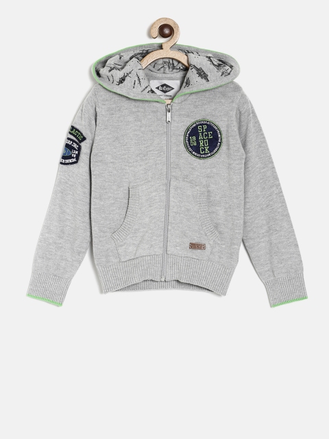 

Lee Cooper Boys Grey Solid Hooded Sweatshirt