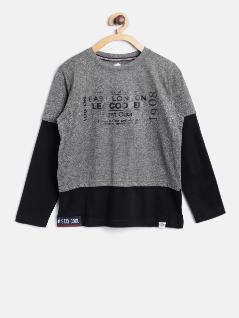 

Lee Cooper Boys Grey & Black Printed Round Neck T-shirt