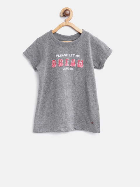 

Lee Cooper Girls Grey Melange Solid Top with Lace-Up Detail