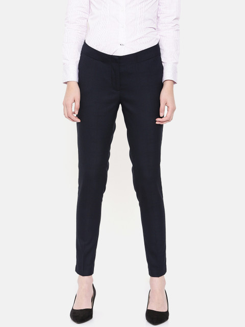 

Van Heusen Woman Women Navy Blue Regular Fit Solid Formal Trousers
