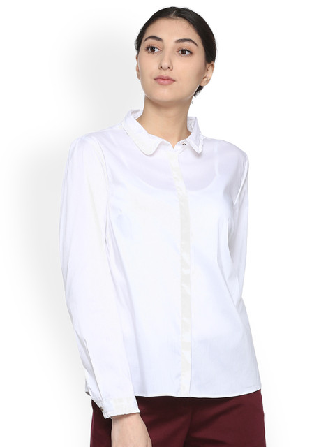 

Van Heusen Woman Women White Regular Fit Solid Casual Shirt