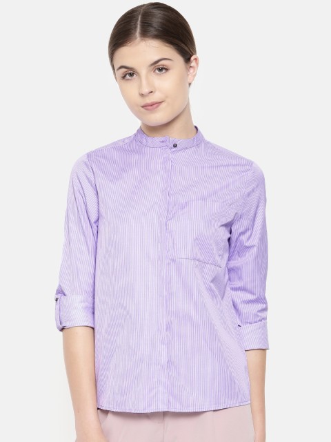

Van Heusen Woman Women Purple Regular Fit Striped Formal Shirt