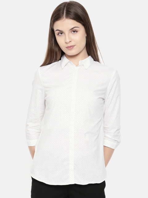 

Van Heusen Woman Women White & Black Regular Fit Printed Formal Shirt