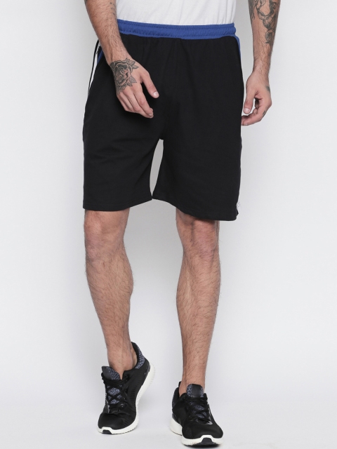

FiTZ Men Black Striped Regular Fit Sports Shorts