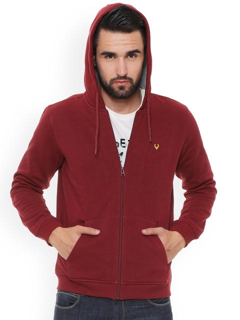 

Allen Solly Men Maroon Solid Hooded Sweatshirt