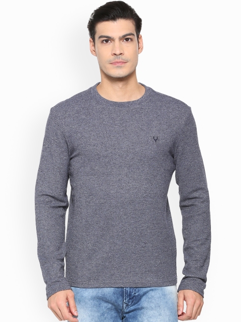 

Allen Solly Men Blue & Grey Self Design Round Neck T-shirt