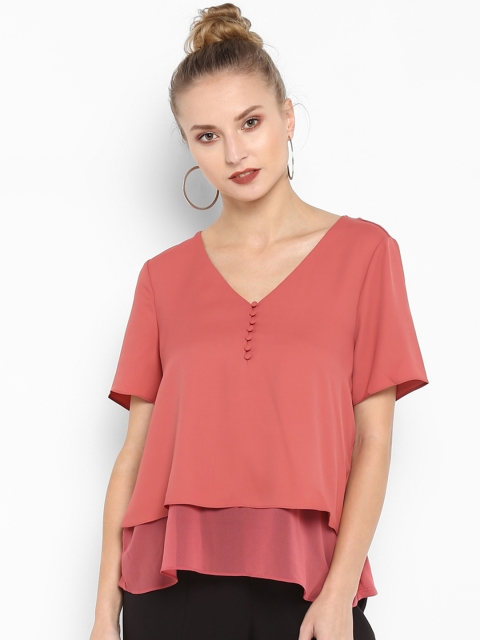 

Forever New Women Pink Solid Boxy Top