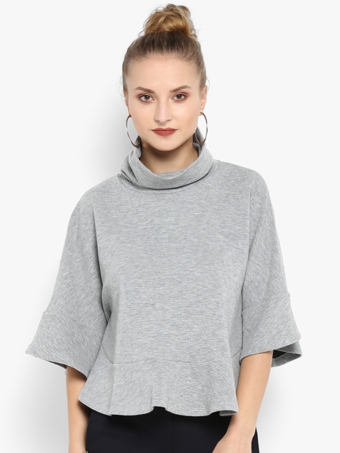 

Forever New Women Grey Solid Boxy Top