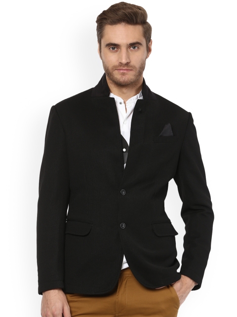 

Mufti Men Black Self Design Slim Fit Single-Breasted Casual Blazer