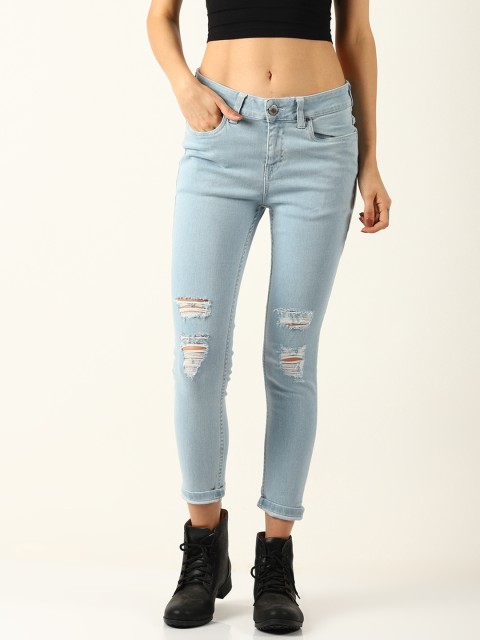 

Blue Saint Women Blue Slim Fit Mid-Rise Mildly Distressed Stretchable Jeans