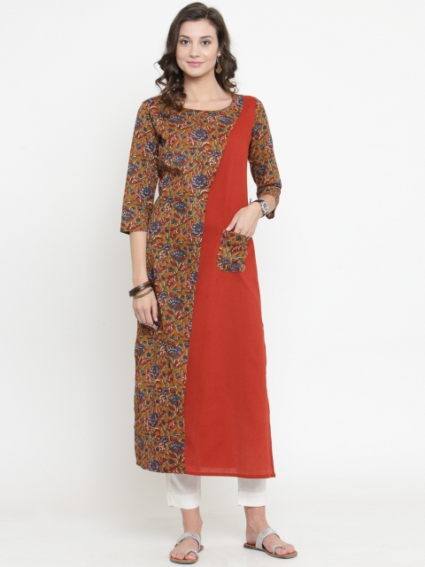 

Varanga Women Rust & Brown Printed Straight Kurta