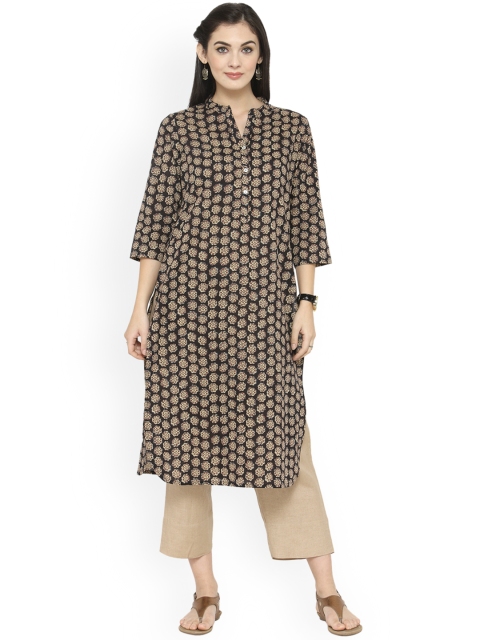 

Varanga Women Black & Beige Printed Kurti with Trousers