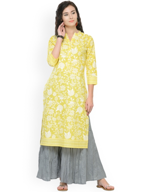 

Varanga Women Yellow & White Printed Kurti with Palazzos
