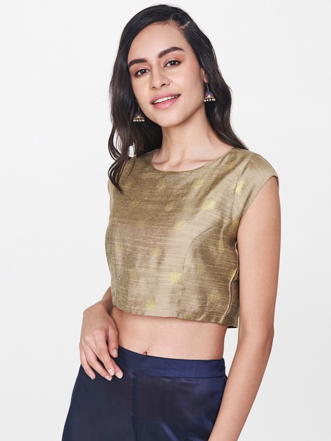 

Global Desi Beige Printed Top