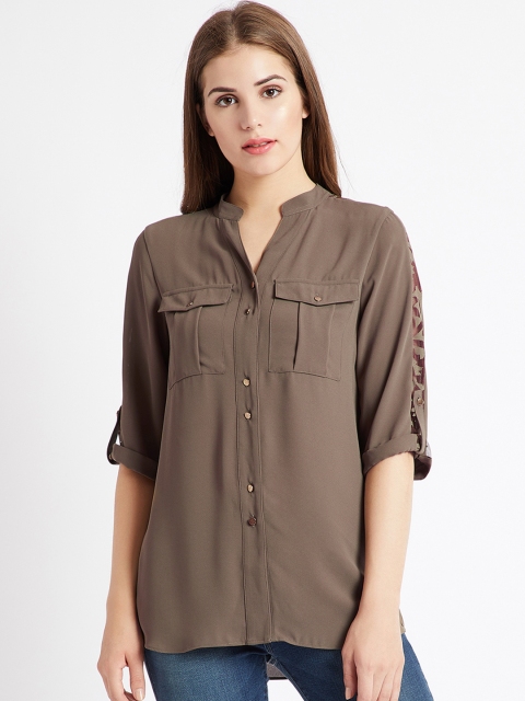 

COVER STORY Women Brown Solid High-Low Top