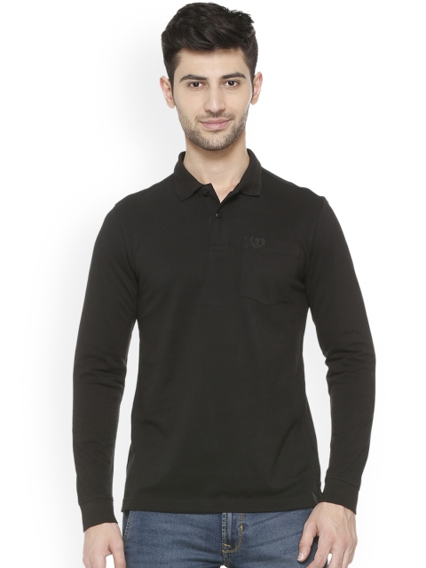 

Van Heusen Sport Men Black Solid Polo Collar T-shirt
