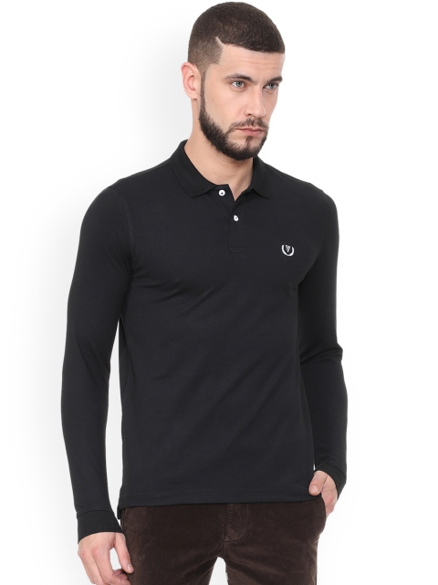 

Van Heusen Sport Men Black Solid Polo Collar T-shirt