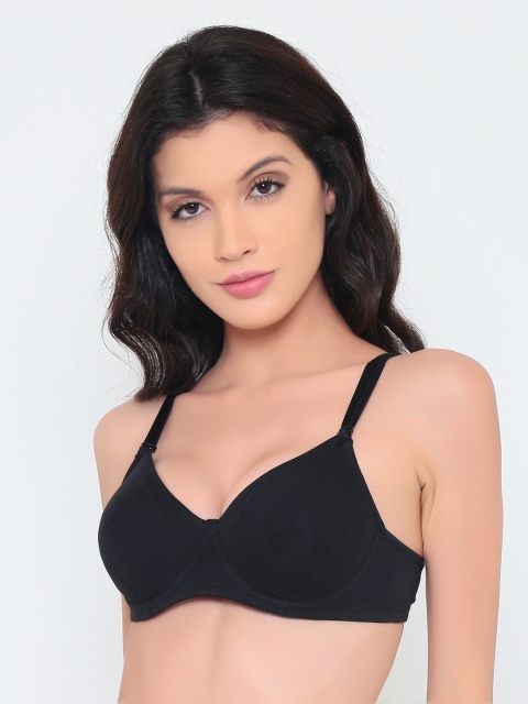 

laavian Black Solid Underwired Non Padded Everyday Bra