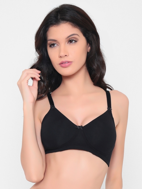 

laavian Black Solid Non-Wired Non Padded Everyday Bra DOGI5355BLACK