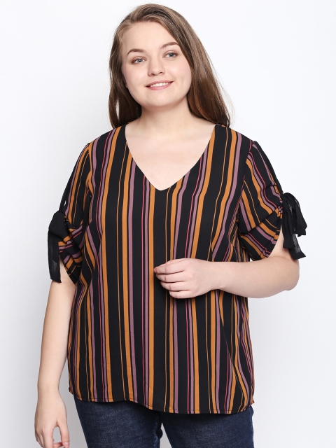 

JUNAROSE Plus Size Women Black Striped Top