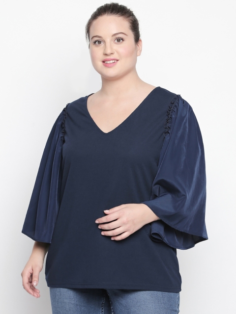 

JUNAROSE Plus Size Women Teal Blue Solid Top