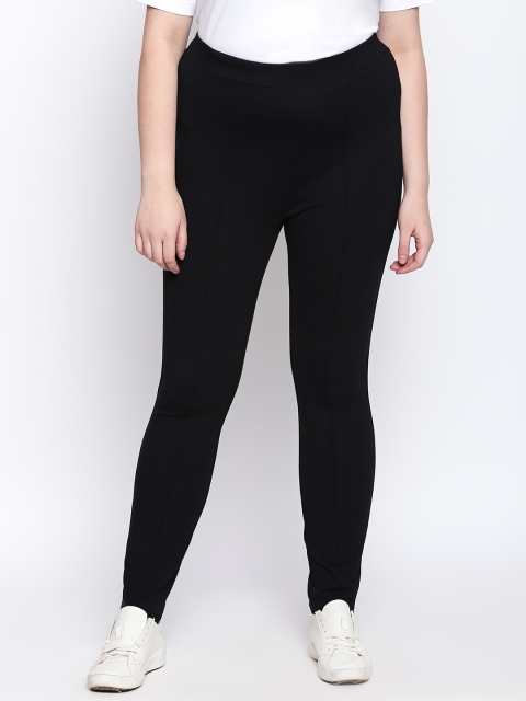 

JUNAROSE Plus Size Women Black Solid Skinny Fit Stretchable Treggings