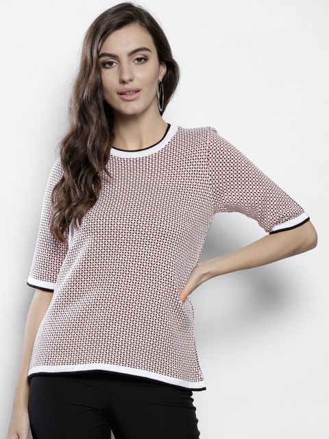 

DOROTHY PERKINS Women Peach-Coloured & Black Self-Design Top