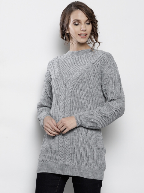 

DOROTHY PERKINS Women Grey Cable Knit Pullover