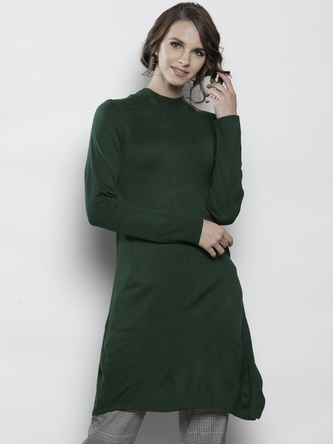 

DOROTHY PERKINS Women Green Solid Longline Sweater