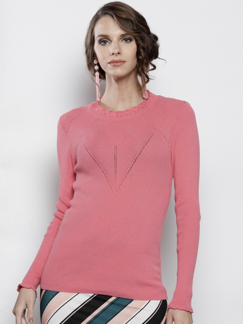 

DOROTHY PERKINS Women Pink Ribbed Pullover