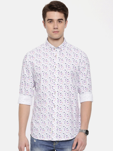 

Jack & Jones Men White Slim Fit Printed Casual Shirt