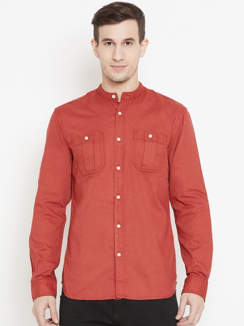 

Jack & Jones Men Rust Orange Slim Fit Solid Casual Shirt
